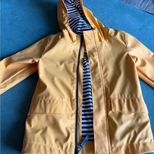 Cat & Jack Yellow Rain Coat with Black and White Striped Lining
